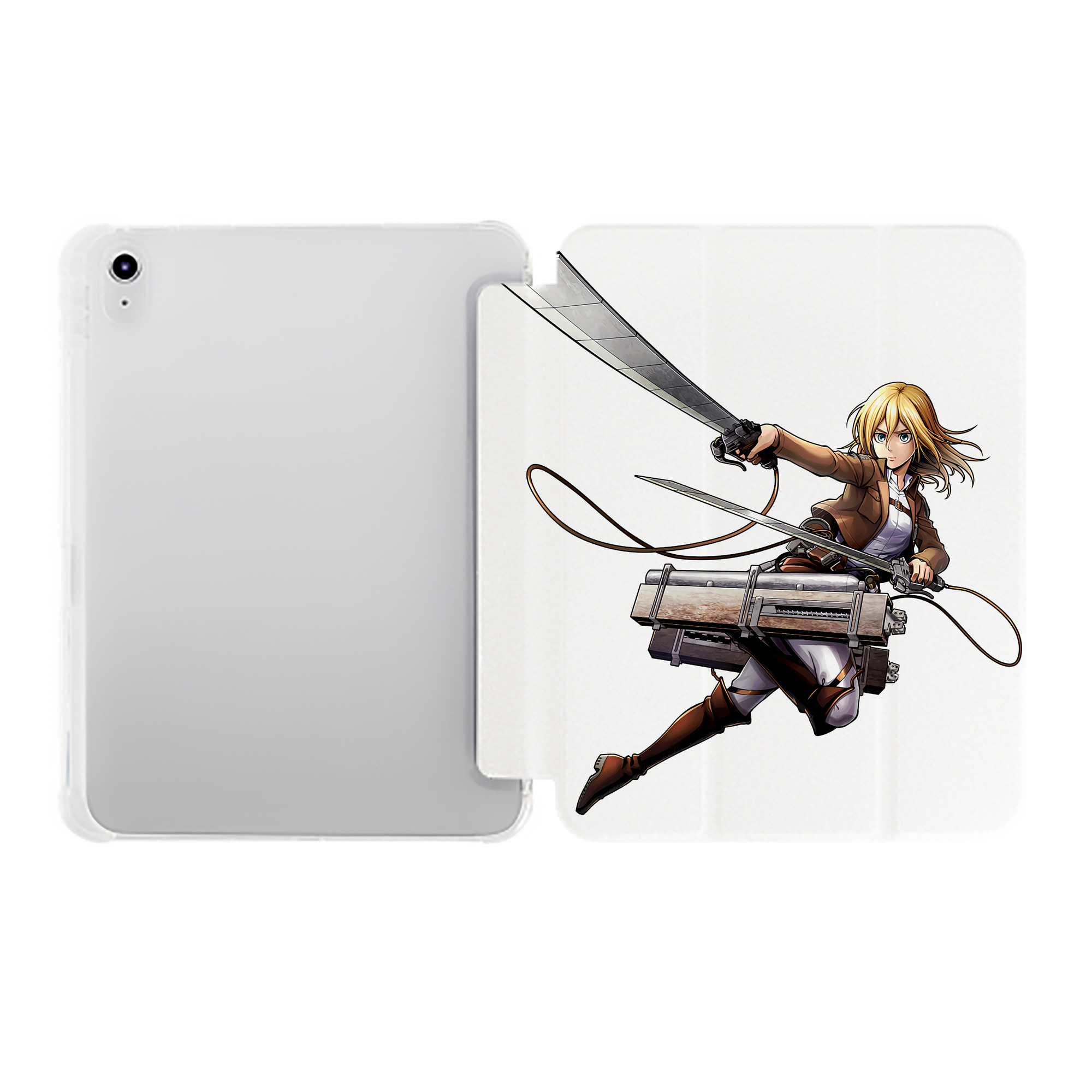 （画像用） 進撃の巨人 クリスタ·レンズ Attack on Titan Christa Lenz IPad ケース ペン収納付き 三つ折りスタンド PUレザー×シリコン 対応機種9.5/10.5/10.9インチ